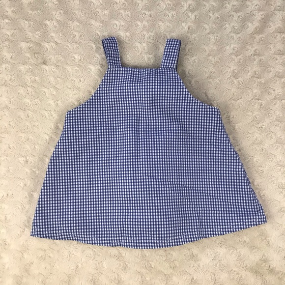 Vintage Tiny Tots Dress Blue Gingham Tulips Flower - Picture 4 of 4